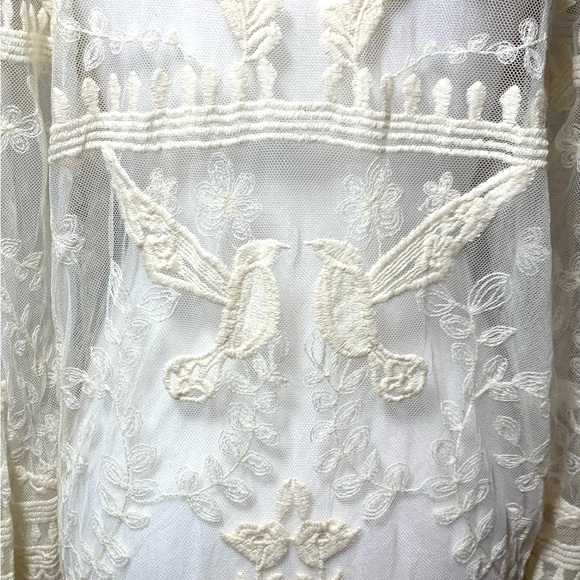 🔥POL Creme Sheer Crochet Victorian Heart Boho Tunic Women Small Medium Cotton - Picture 4 of 10